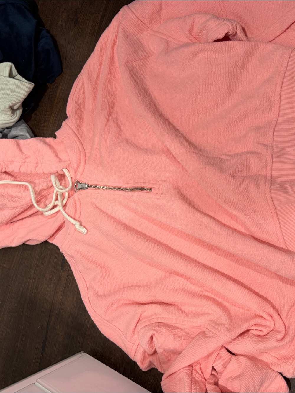 aerie Pink Half-Zip Hoodie with Drawstring